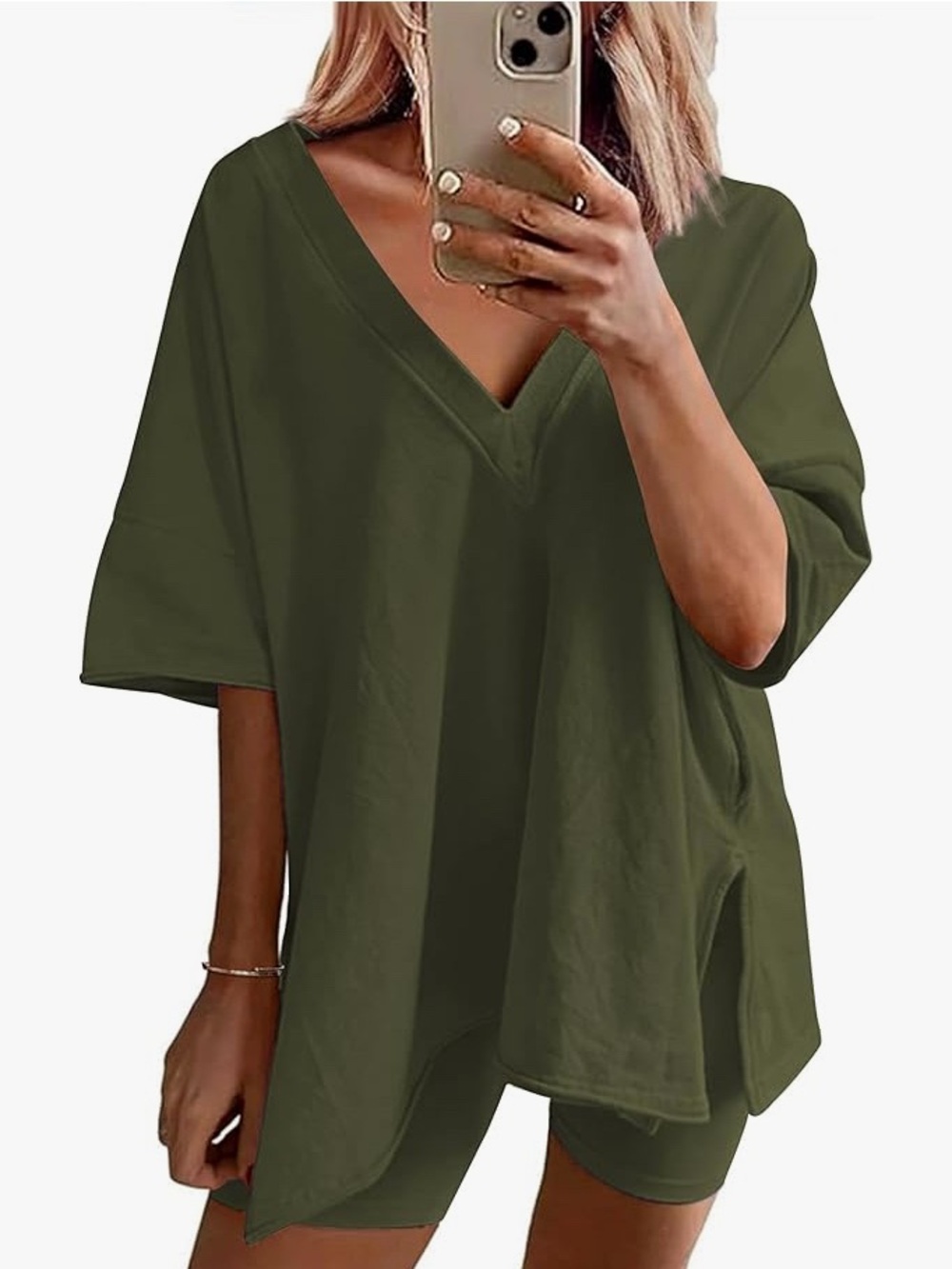 2 Piece Lounge Sets Oversized V Neck